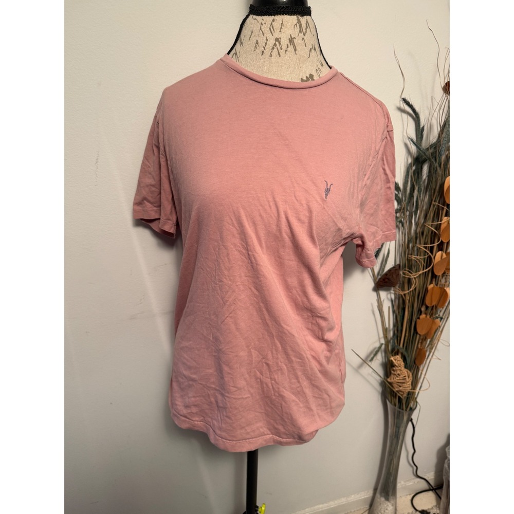 ALLSAINTS Pink Organic Cotton Slim Fit Crew Neck T Shirt Top Women's‎ Large